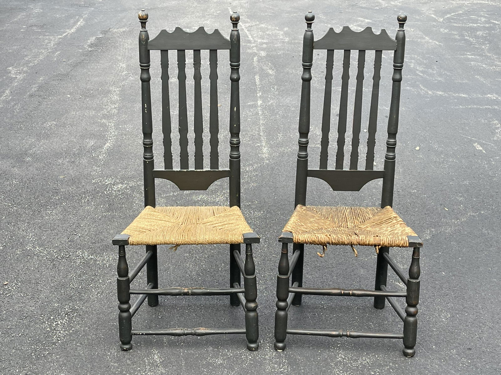 PAIR OF PAINTED BANISTER BACK CHAIRS (1 of 3)