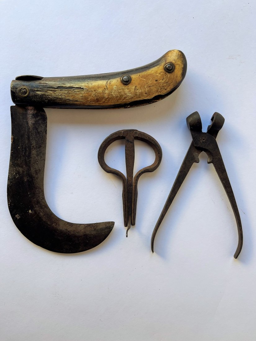 CIVIL WAR ERA GROUPING, BONE KNIFE, BULLET MOLD TOOL, MOUTH HARP: CIVIL WAR ERA GROUPING, BONE KNIFE, BULLET MOLD TOOL, MOUTH HARP