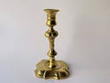 18TH C QUEEN ANNE PETAL BASE CANDLESTICK