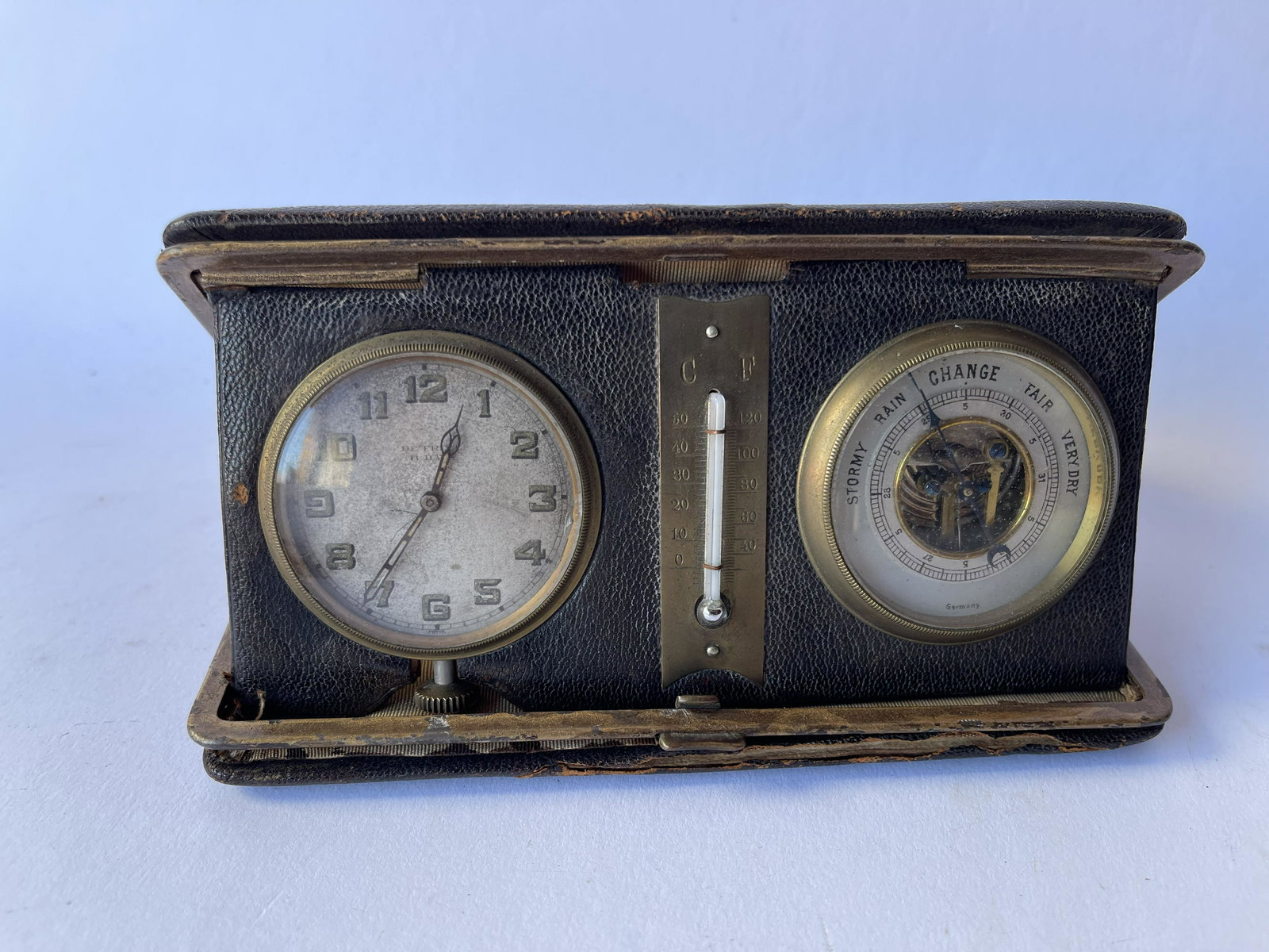 CLOCK / BAROMETER CASED DESK SET (1 of 3)