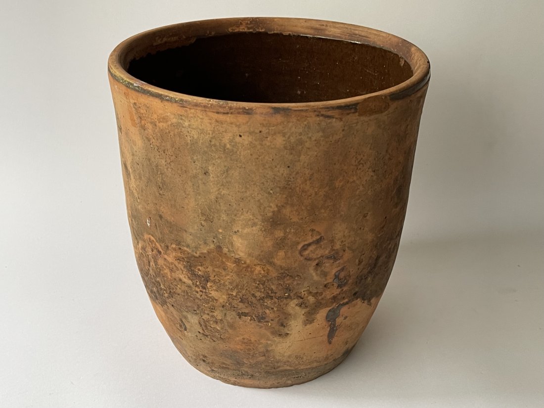 19TH C REDWARE CROCK (1 of 3)