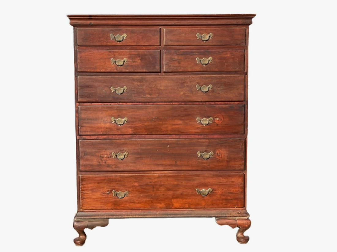 18TH C CHERRY TALL CHEST, CT. RIVER VALLEY (1 of 6)