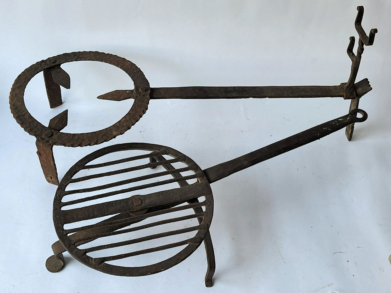 18TH C TWO WROUGHT IRON ROUND ROTISSERIE BROILERS (1 of 1)