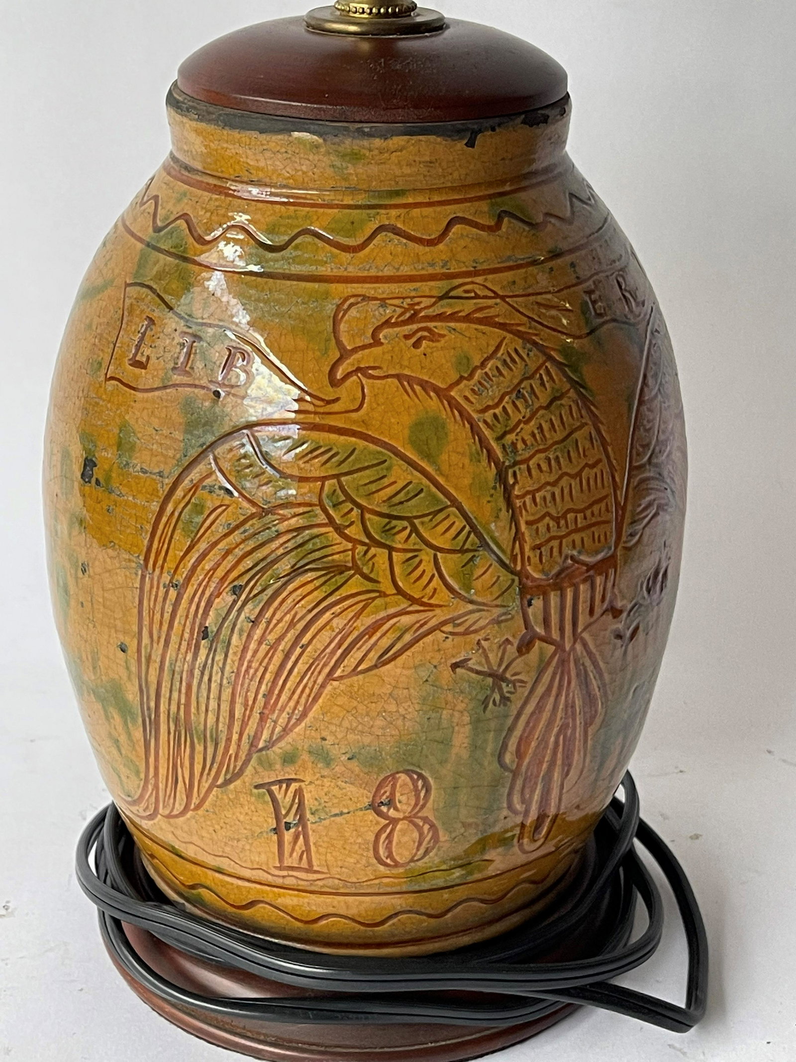 AMERICAN EAGLE LIBERTY LAMP SIGNED AND DATED: AMERICAN EAGLE LIBERTY LAMP SIGNED AND DATED BY GREG SHOONER 18"