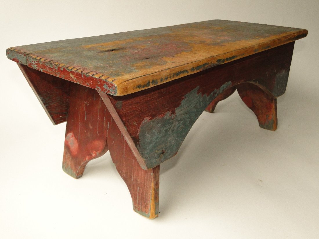 19TH C PAINTED FOOTSTOOL (1 of 3)