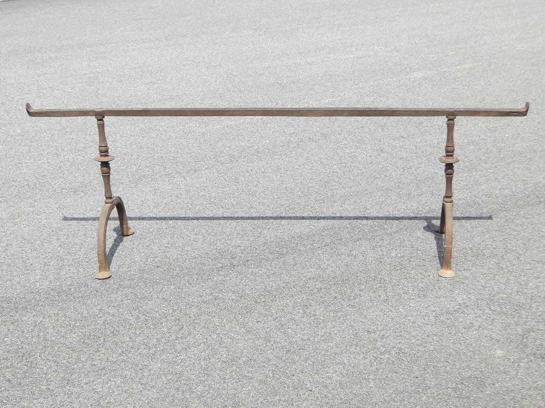 EARLY 18TH C HAND FORGED IRON STANDING CRANE (1 of 4)