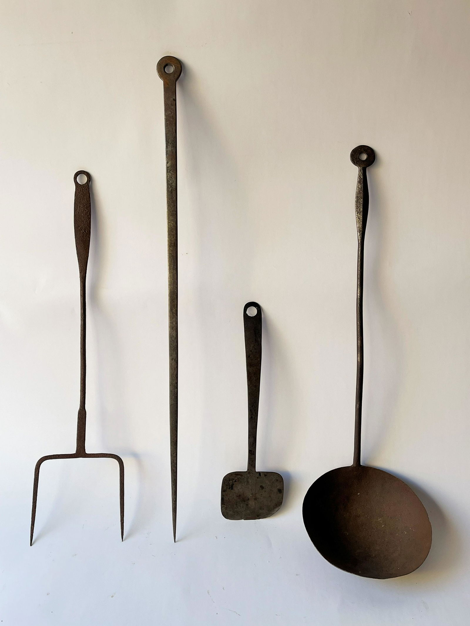 FOUR 18TH C IRON HEARTH UTENSILS (1 of 1)