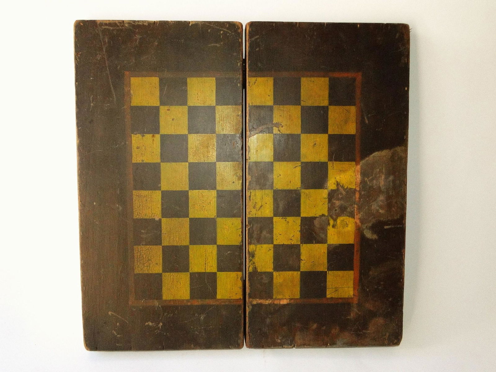 19TH C PAINTED FOLDING GAME BOARD (1 of 3)