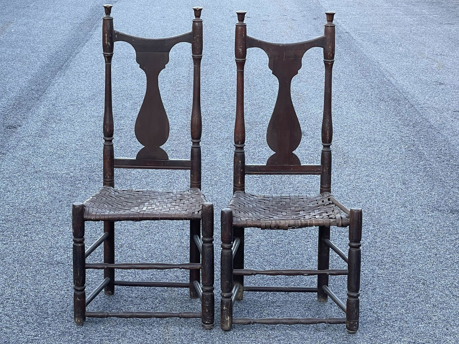 PAIR 18TH C QUEEN ANNE CHAIRS (1 of 4)