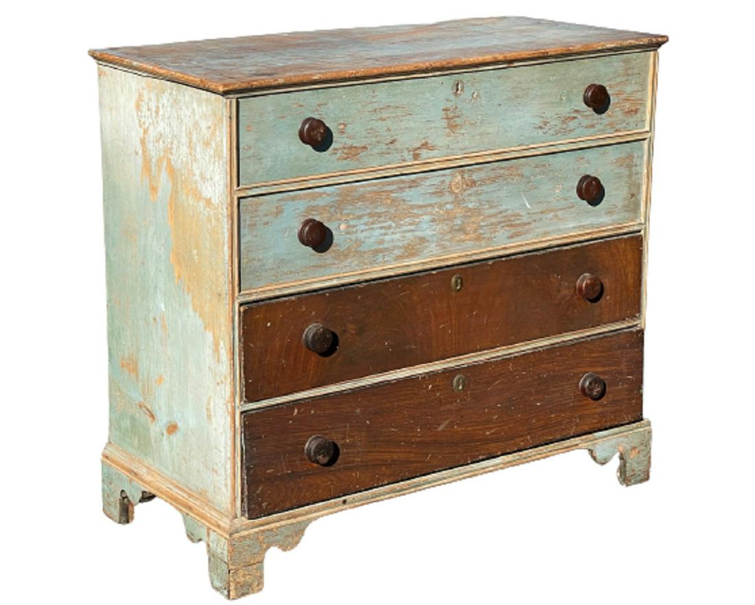 QUEEN ANNE BLUE PAINTED BLANKET CHEST (1 of 7)