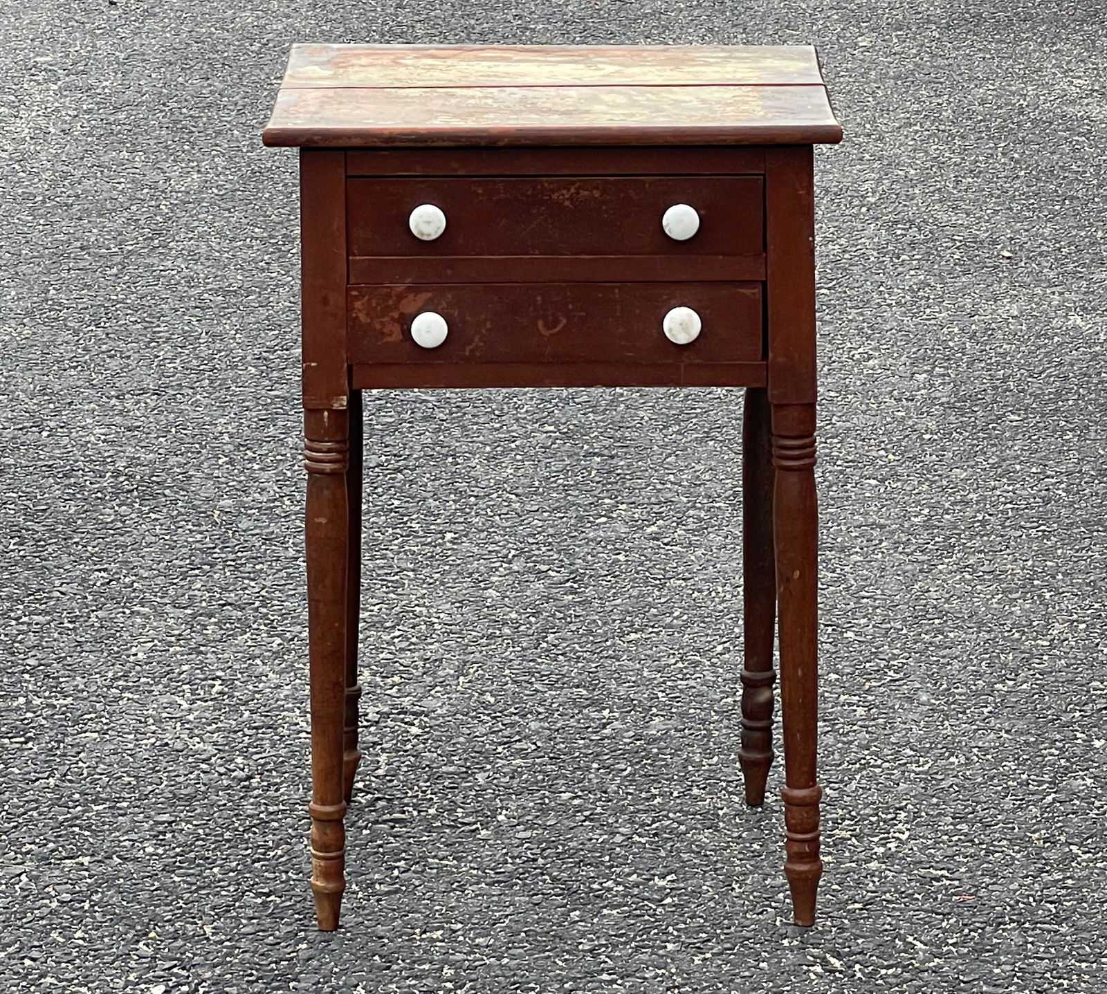 SHERATON RED PAINTED TWO DRAWER STAND (1 of 4)