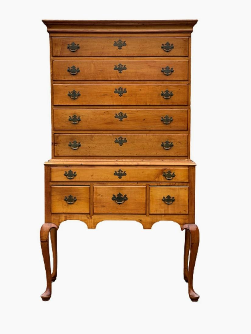 CIRCA 1760 MAPLE HIGHBOY PERIOD BRASSES (1 of 6)