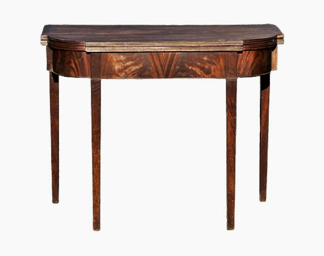 CIRCA 1785 CARD TABLE ATTRIBUTED TO JOSEPH SHORT, NEWBURYPORT, MA. (1 of 9)