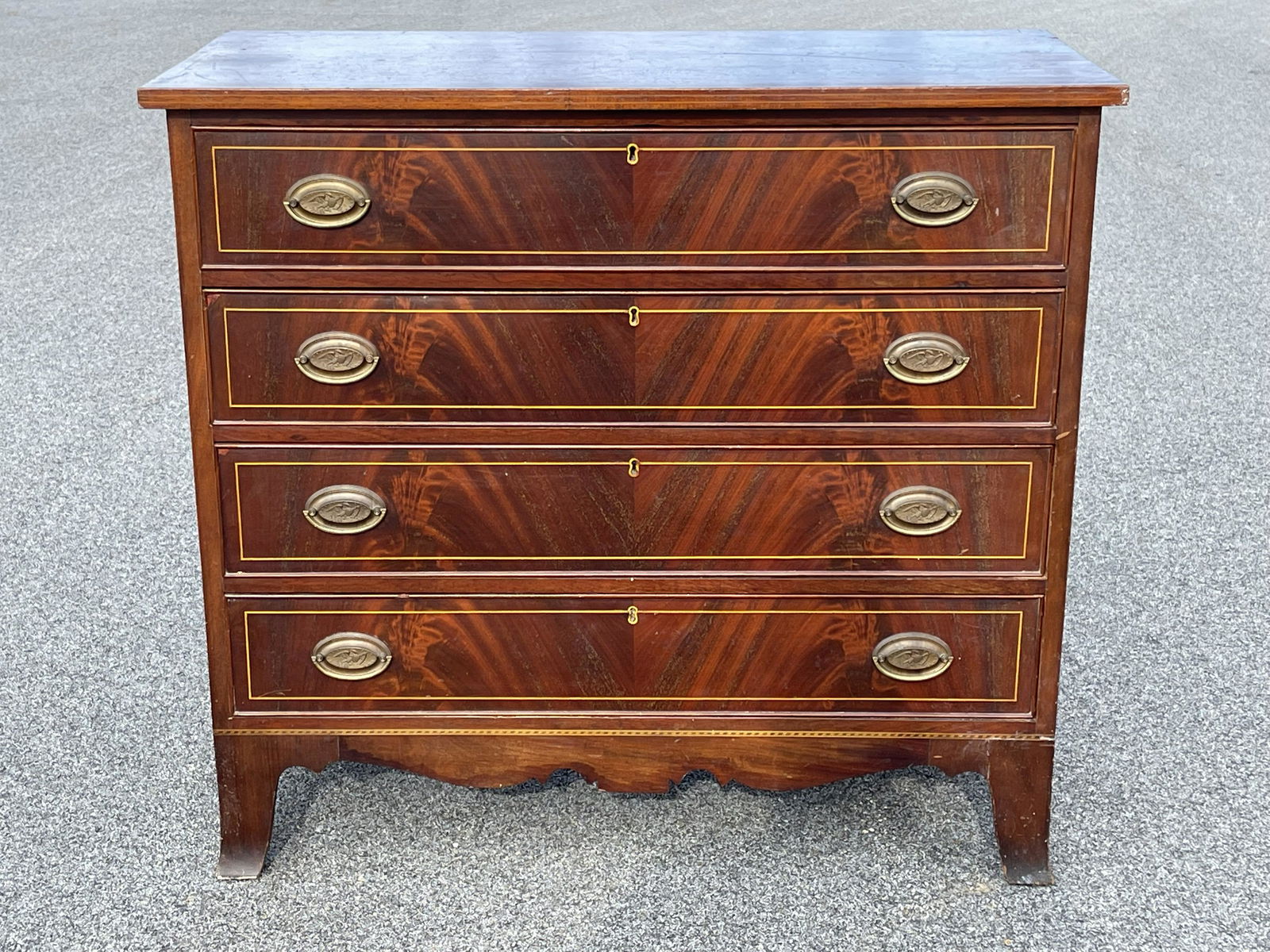 19TH C MAHOGANY INLAID FEDERAL CHEST (1 of 6)
