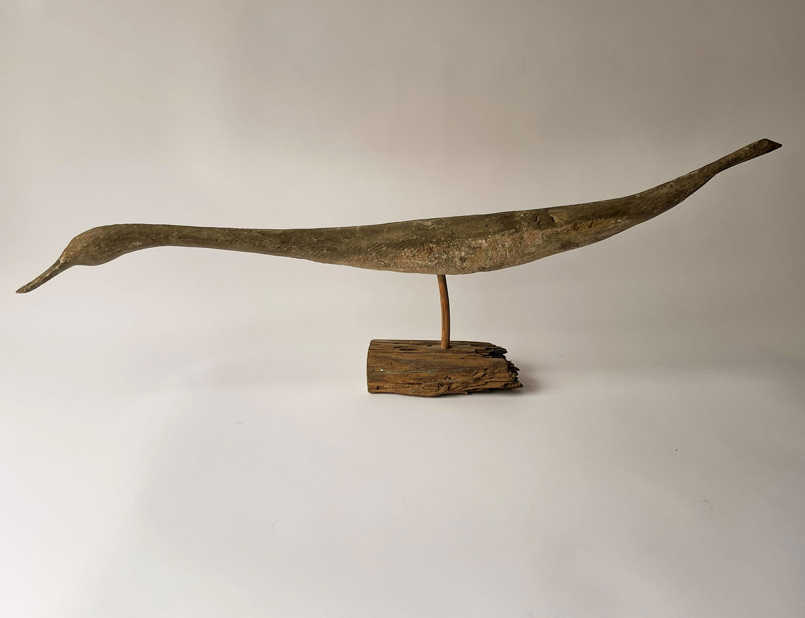 FOLK ART POLYCHROME PAINTED WOODEN FLYING HERON (1 of 3)