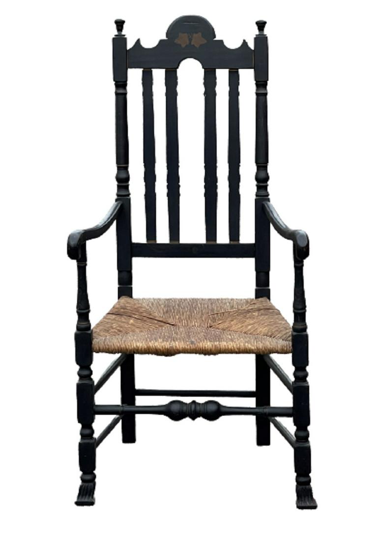 PERIOD PAINTED BANISTER BACK ARMCHAIR (1 of 9)