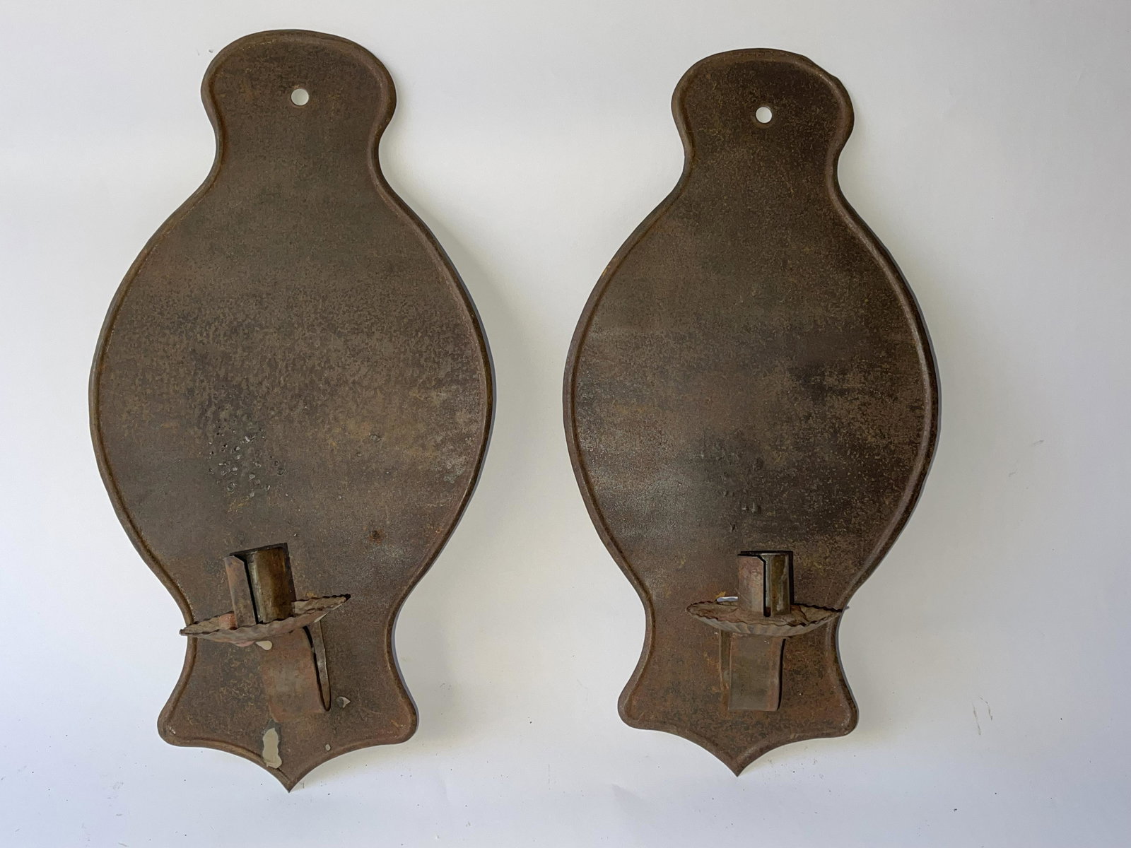 PAIR OF ONION SHAPED TIN CANDLE SCONCES (1 of 4)