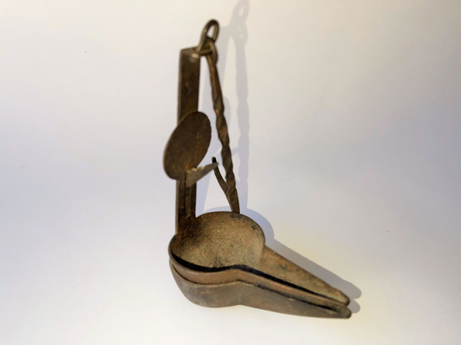 19TH C DOUBLE BURNER BETTY LAMP (1 of 3)