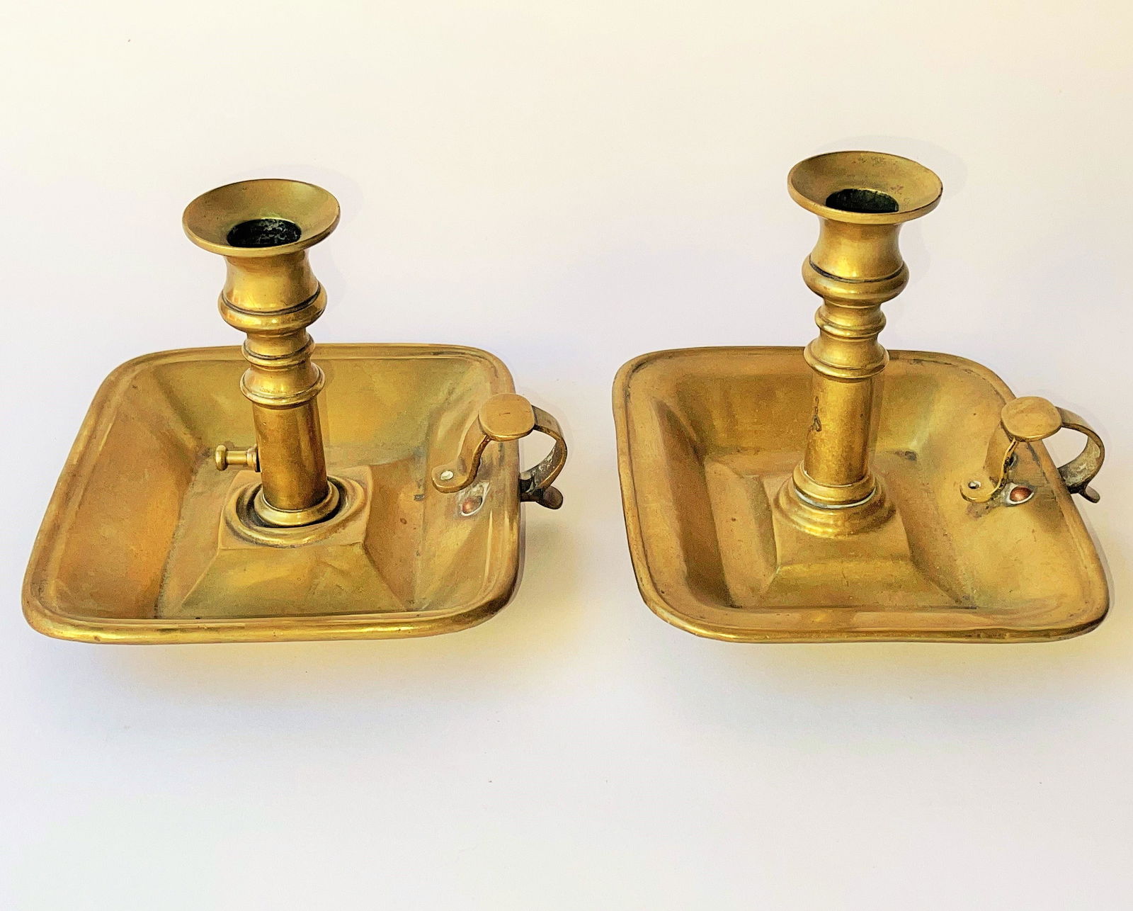 PAIR EARLY 19TH C ENGLISH CHAMBERSTICKS (1 of 5)