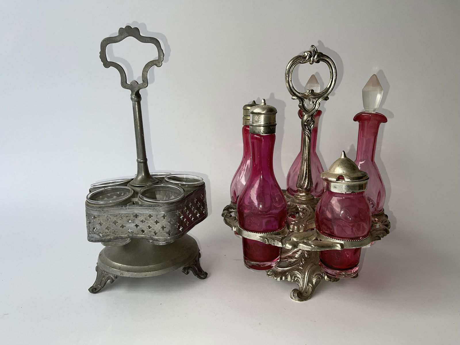 TWO 19TH C CONDIMENT SETS (1 of 4)