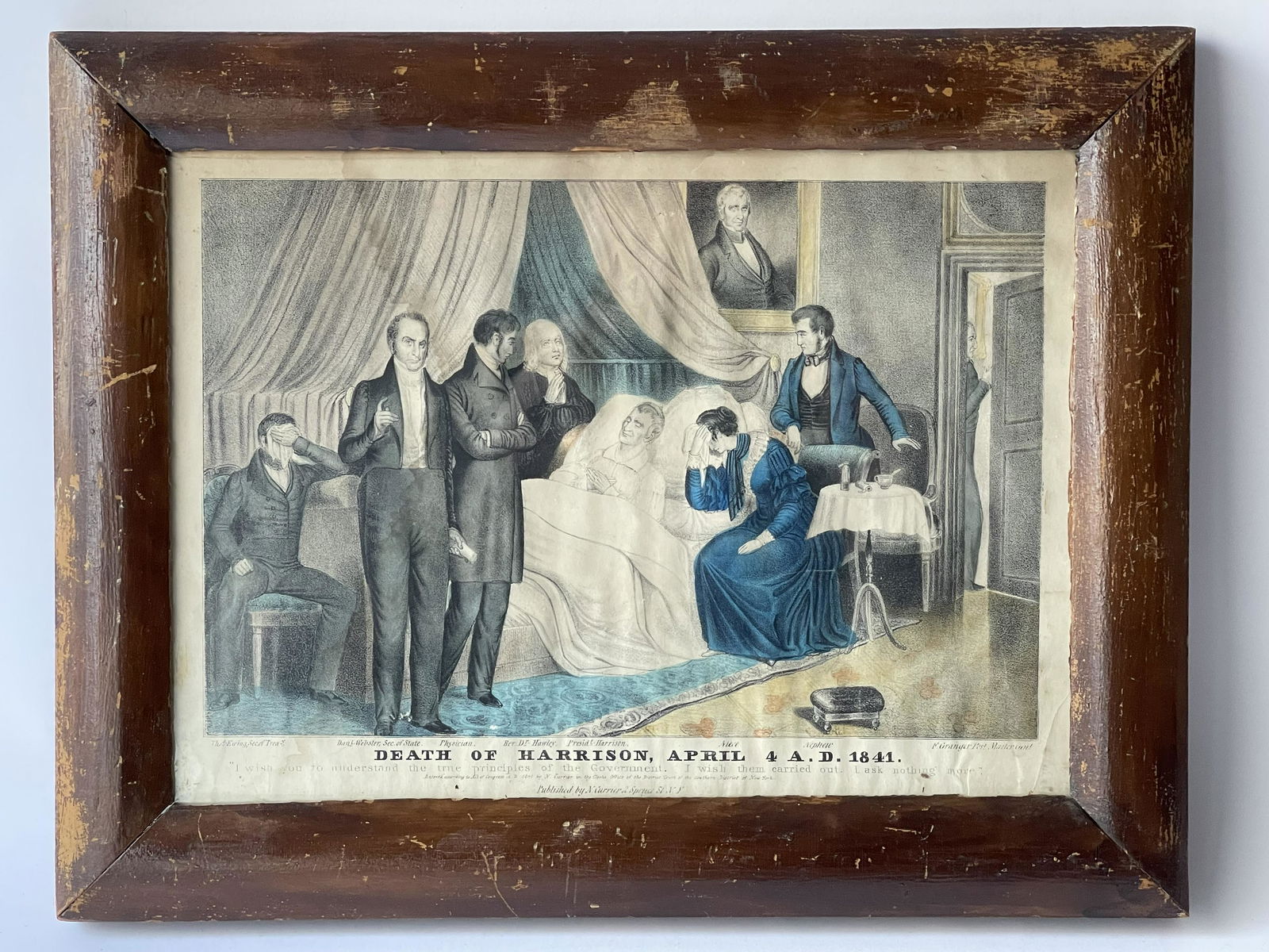 DEATH OF HARRISON 1841 LITHOGRAPH BY N. CURRIER (1 of 4)