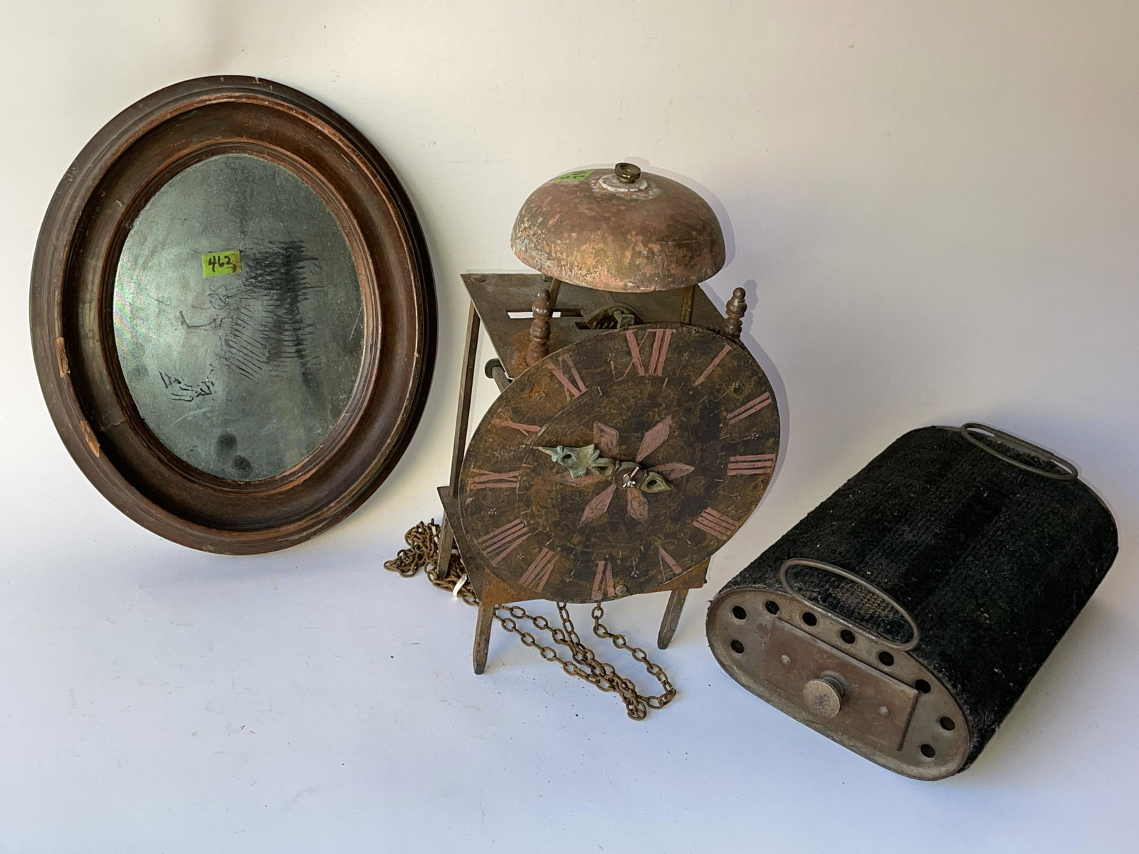 OVAL MIRROR, CLOCK, CARRIAGE FOOT WARMER (1 of 6)