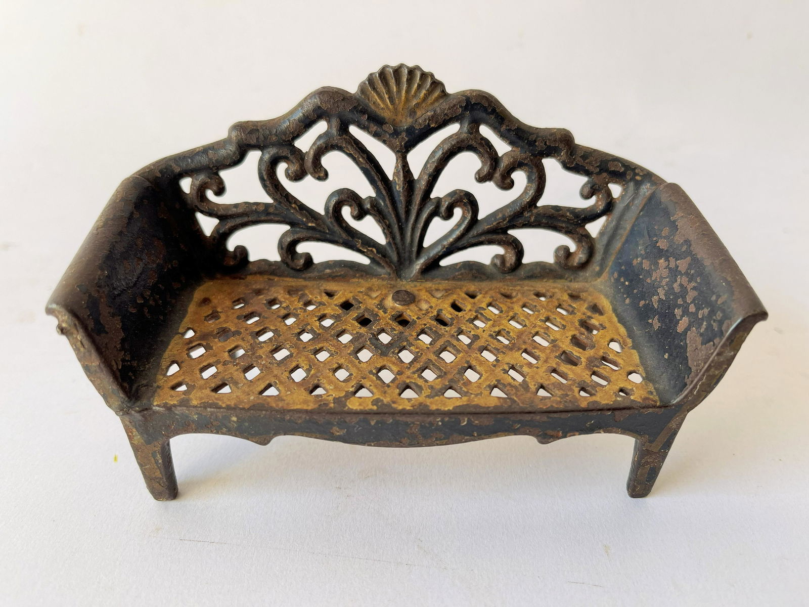 DIMINUTIVE PAINTED IRON BENCH (1 of 3)