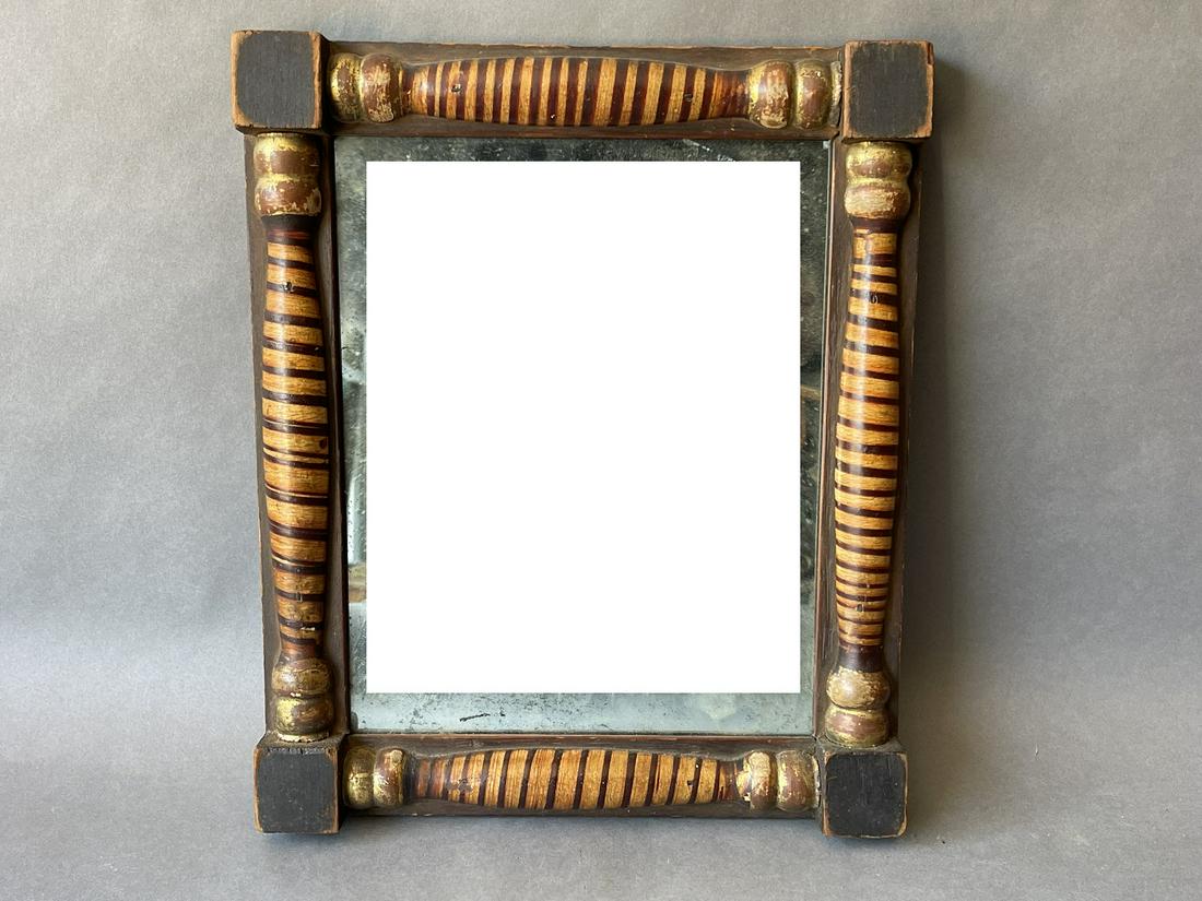 19TH C DECORATED TIGER MAPLE MIRROR (1 of 4)