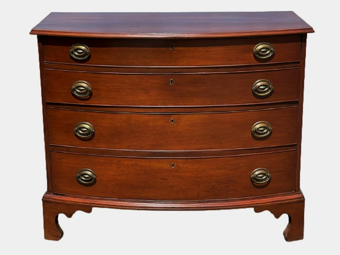 18TH C CHIPPENDALE BOW FRONT CHEST (1 of 10)