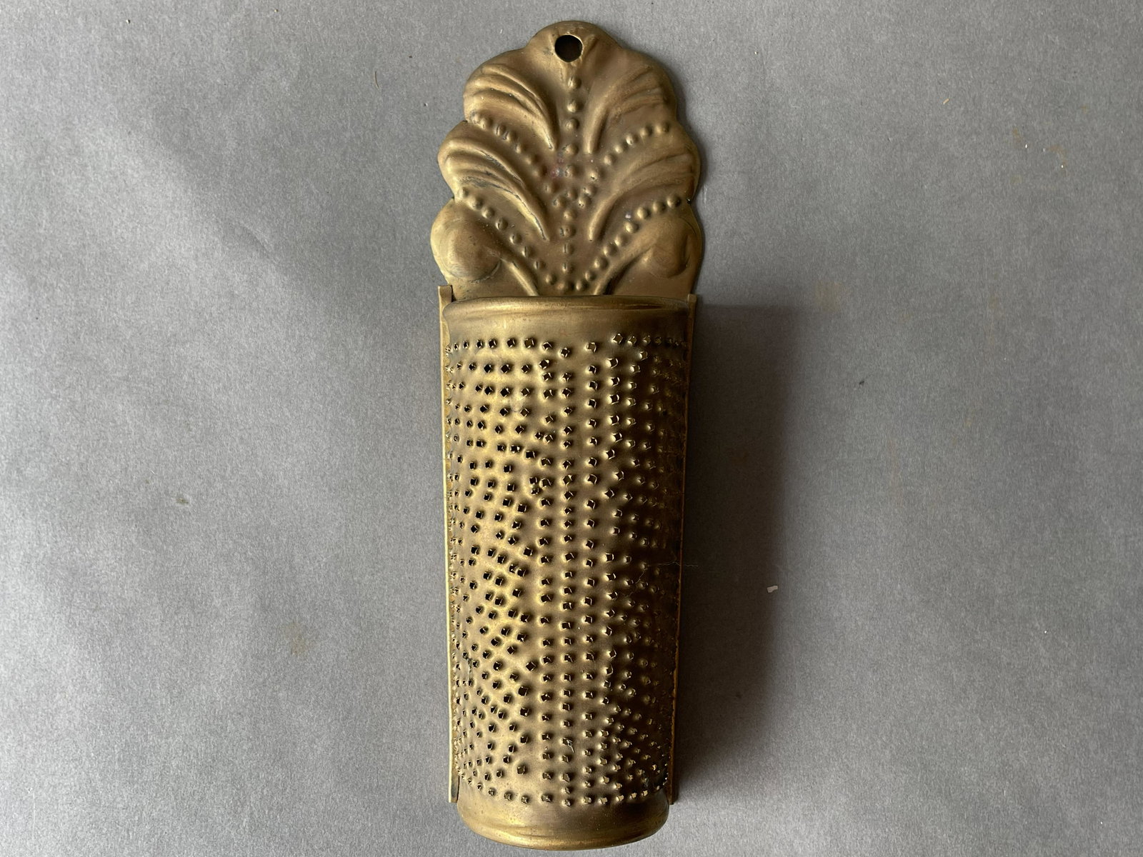 18TH C BRASS HALF ROUND NUTMEG GRATER (1 of 3)
