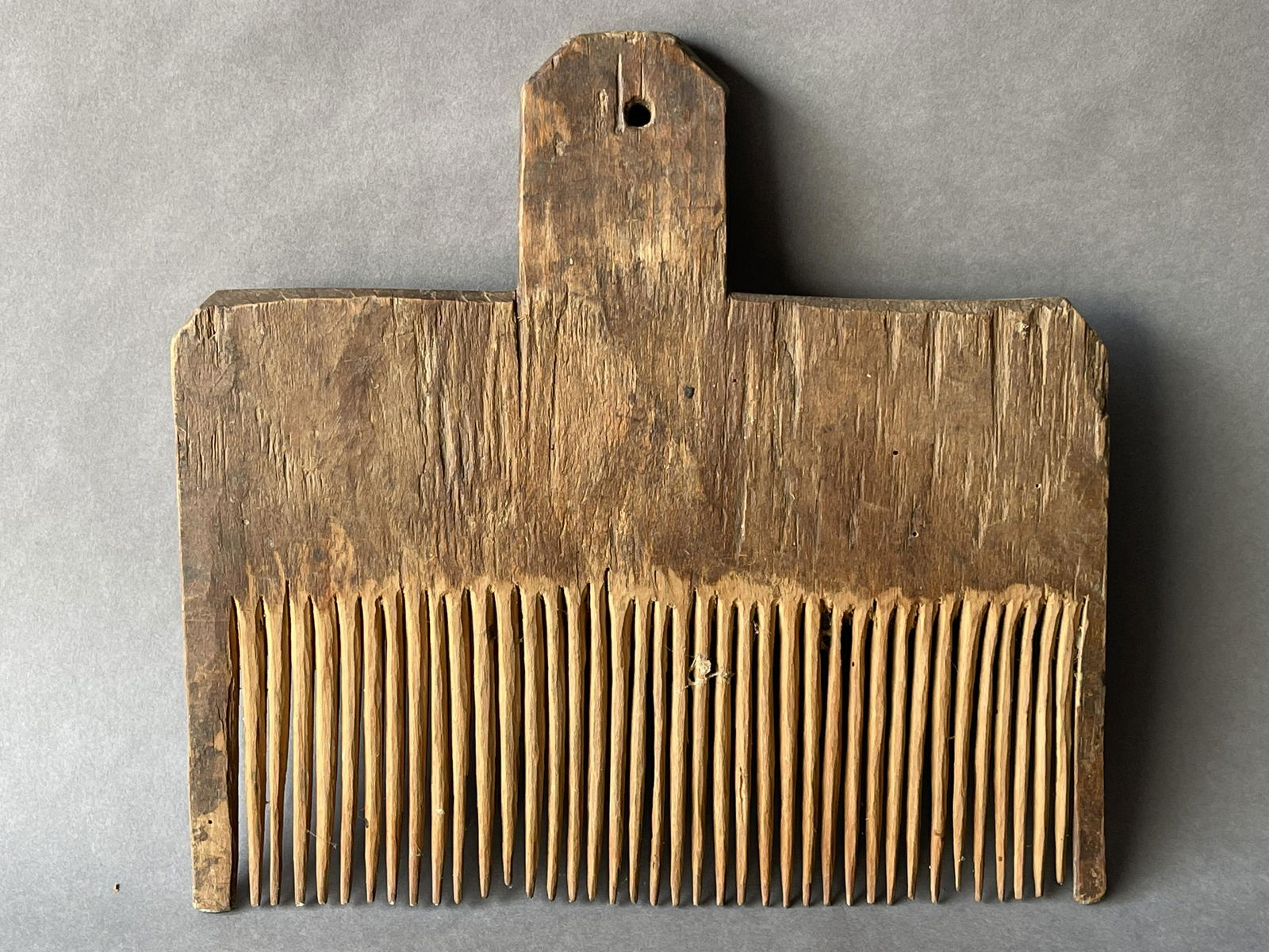 EARLY WOODEN TAPE LOOM OR CARDING COMB (1 of 3)