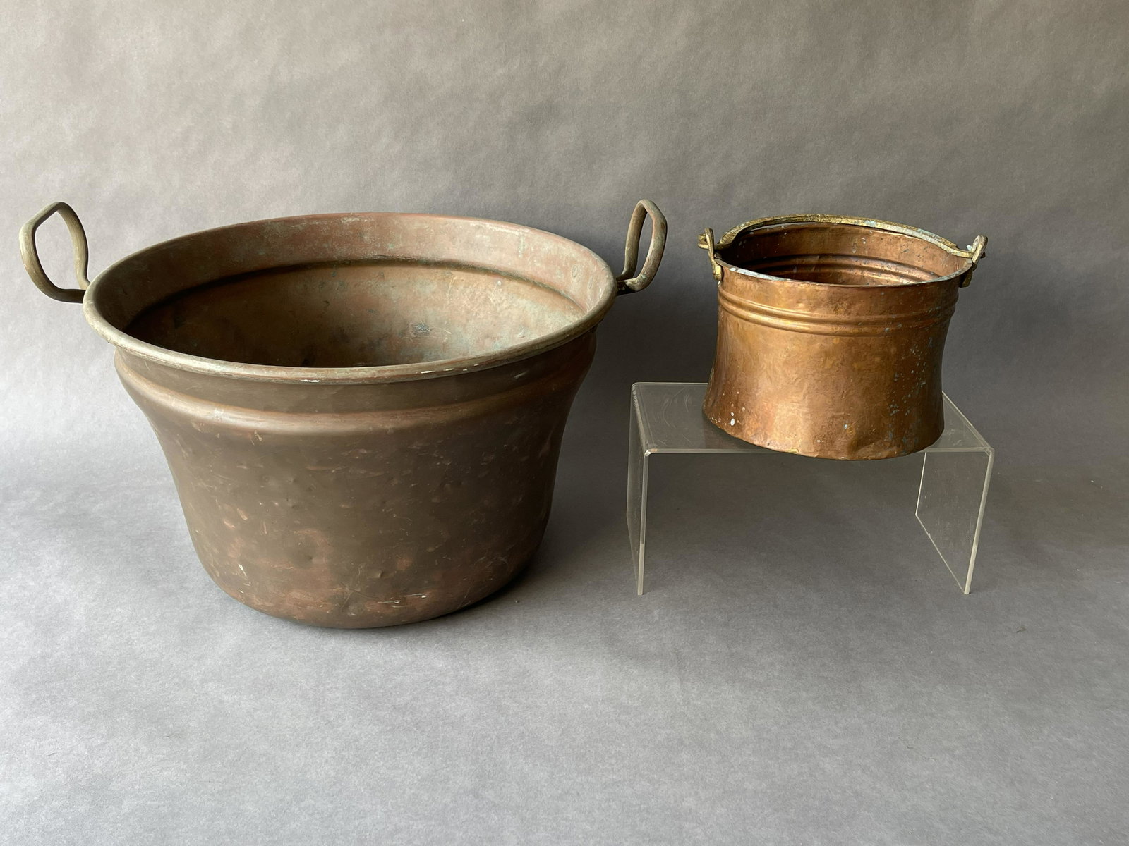 TWO EARLY COPPER KETTLES (1 of 3)