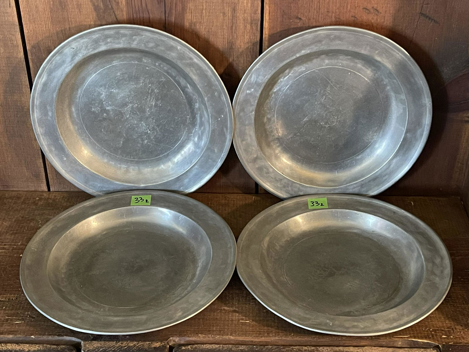 Four Pewter Plate Marked With American Eagle  Maker JTS (1 of 3)