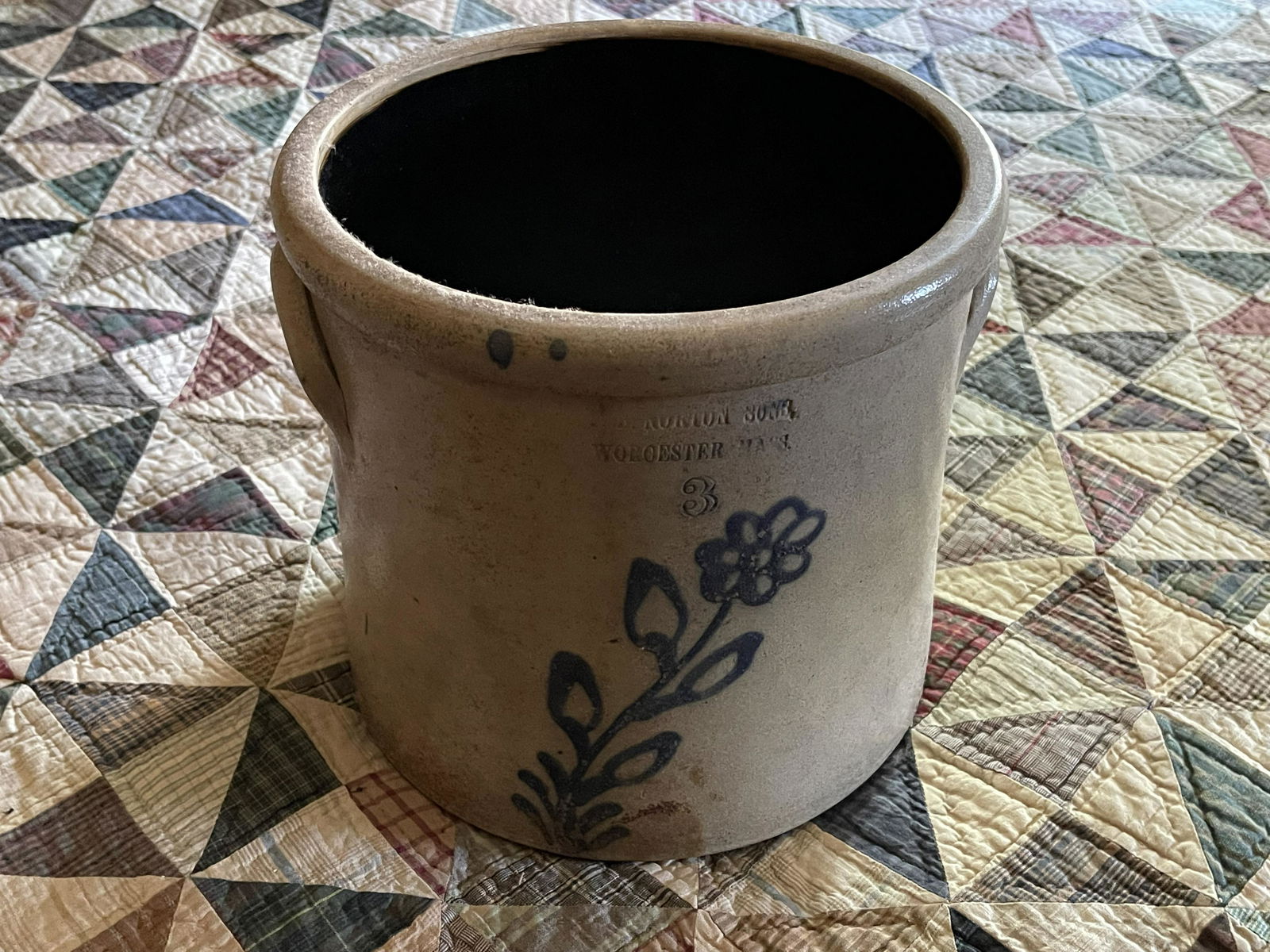 FB Norton Stoneware with Flower Crock 3 Gallon (1 of 5)