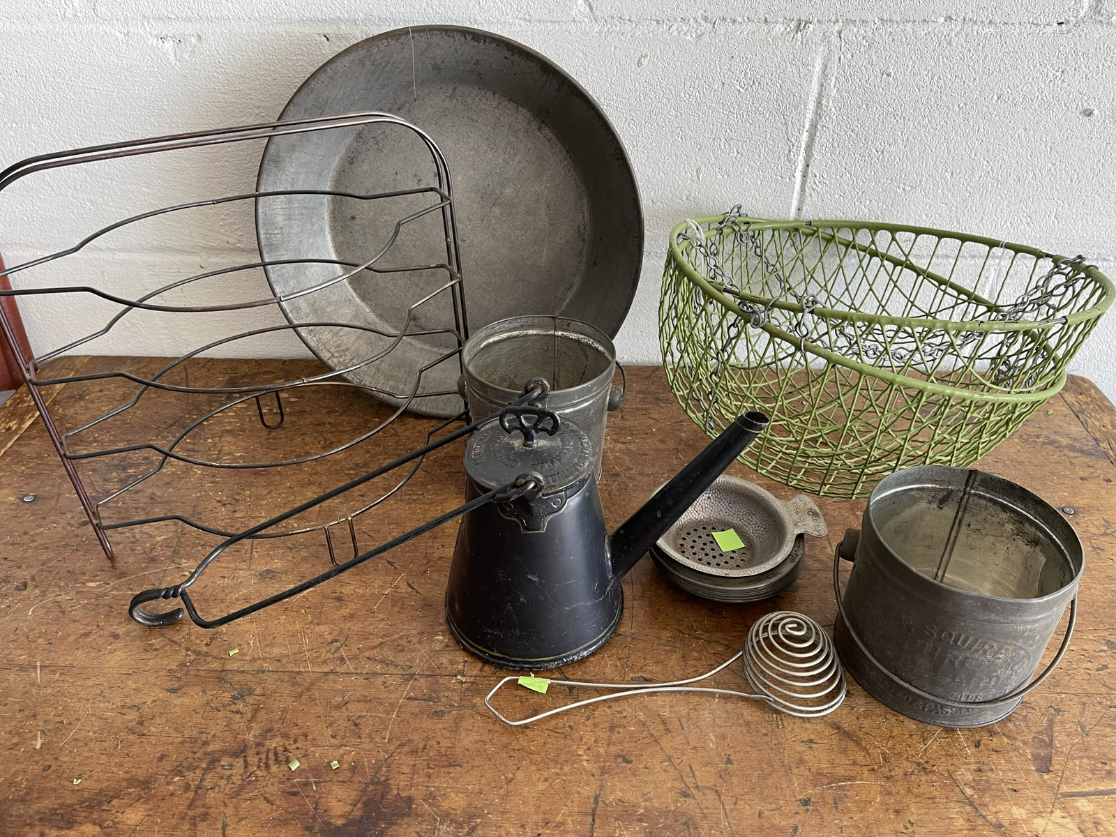 Kitchen Lot , Pie Holder , Hanging Kettle Hanging Green Basket and More: Kitchen Lot , Pie Holder , Hanging Kettle Hanging Green Basket and More