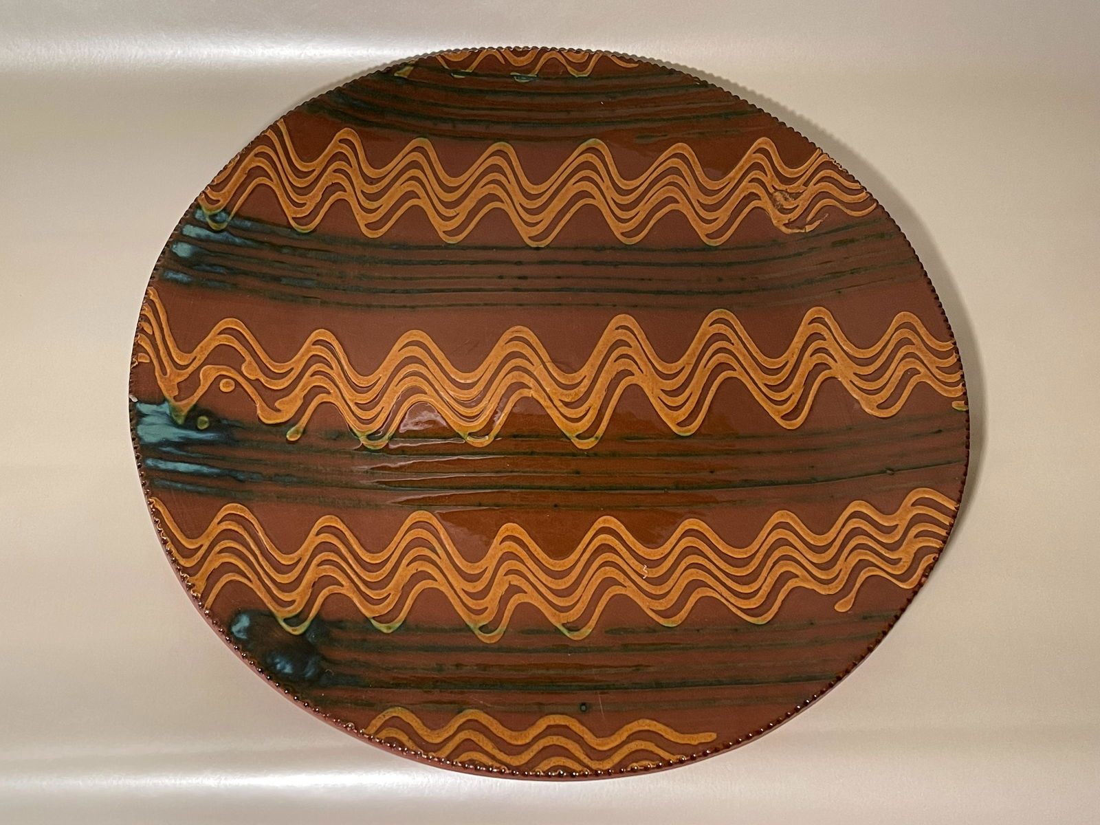 Decorated Redware Plate (Stamped Foltz Pottery) (1 of 4)