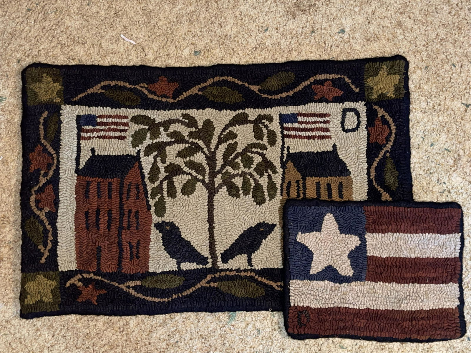 Two reproduction hooked rugs (1 of 3)