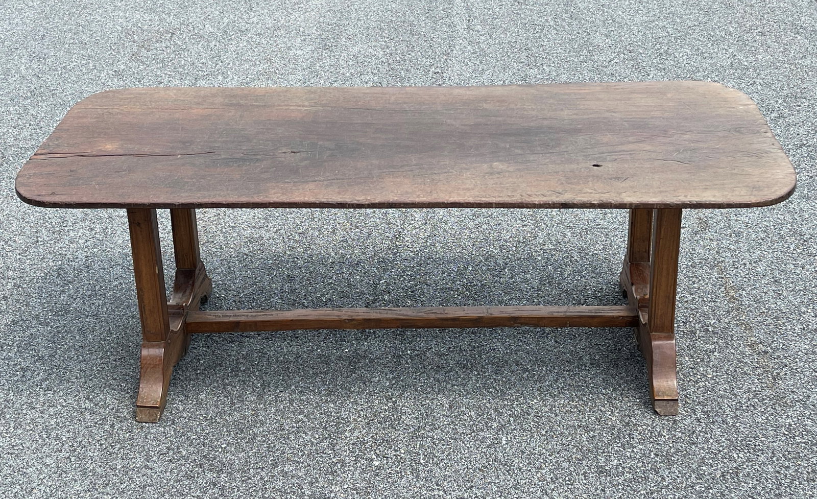 17TH C SPANISH TRESTLE FOOT WALNUT OLD SURFACE (1 of 4)