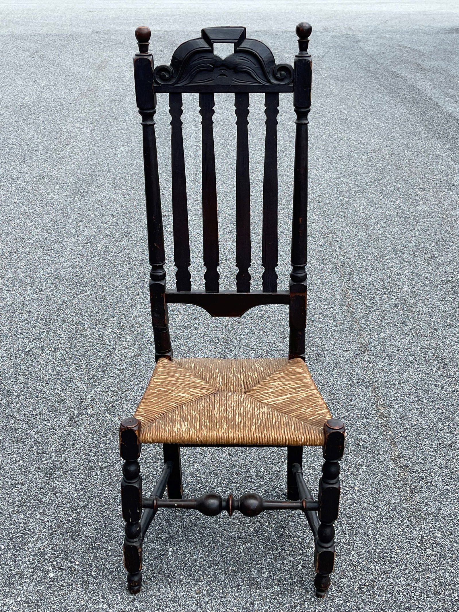 Rare Ct Bannister Back Chair In Spanish Brown Paint Auction