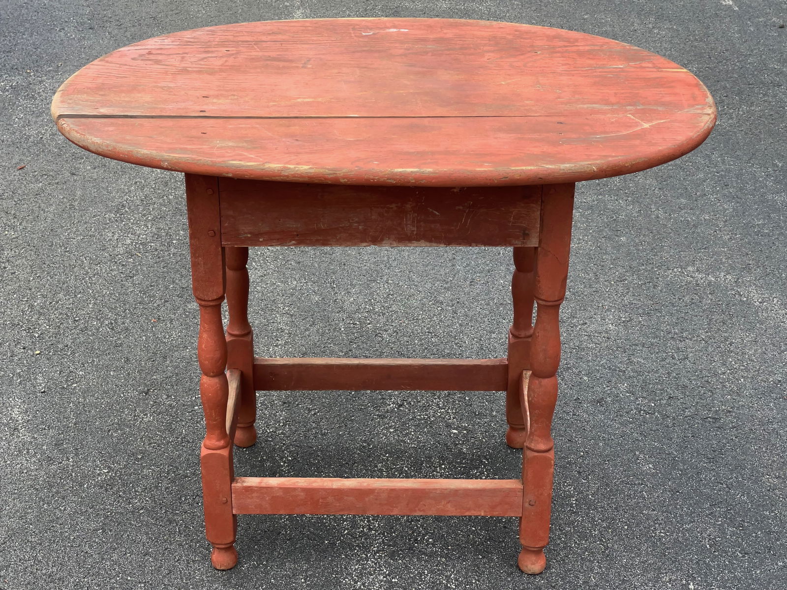 EARLY RED PAINTED TAVERN TABLE (1 of 6)