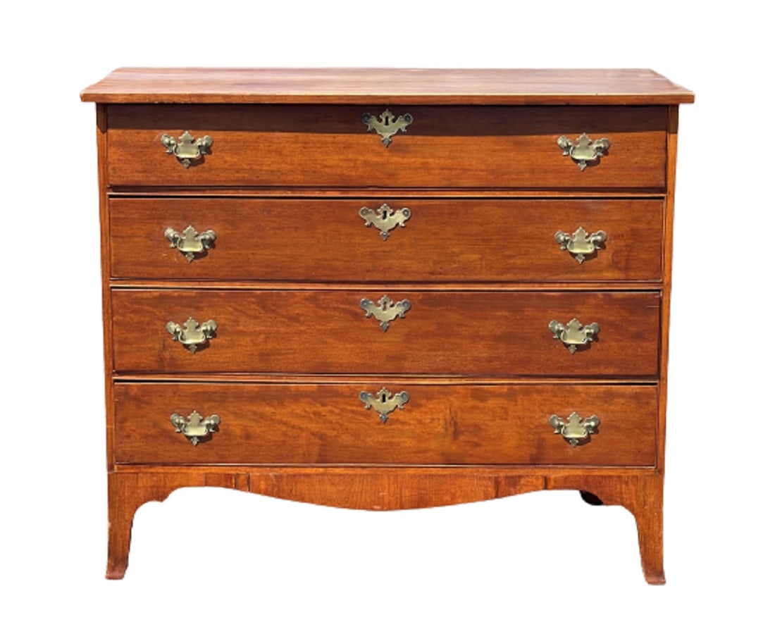 FOUR DRAWER HEPPLEWHITE CHEST: FOUR DRAWER HEPPLEWHITE CHEST, 39 X 19 X 36