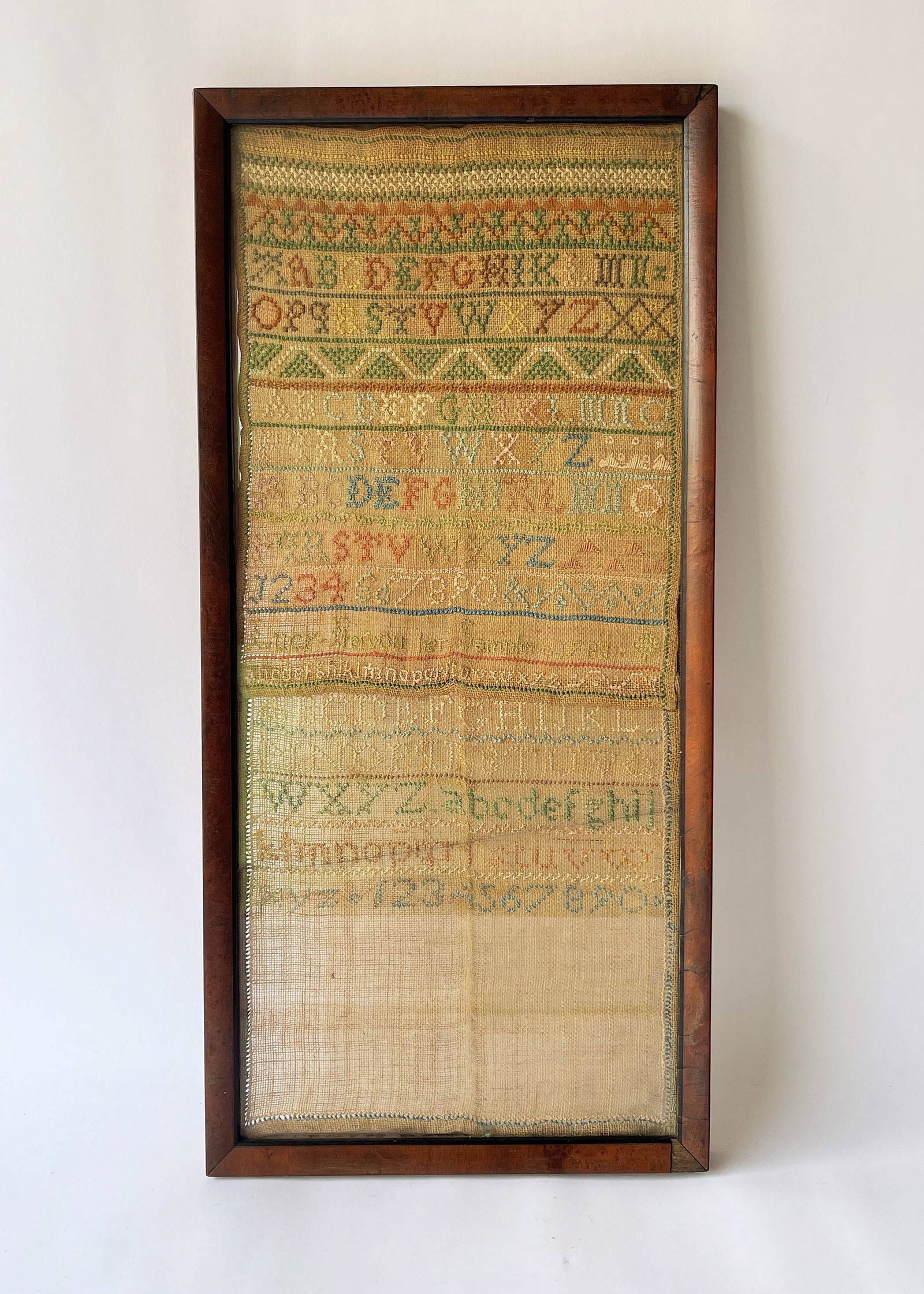 18TH C FOLK ART NEEDLEWORK SAMPLER DATED 1789 (1 of 3)