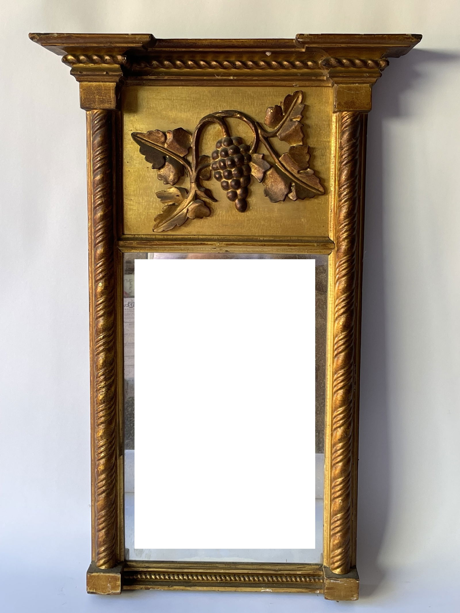 GILDED FEDERAL PERIOD MIRROR W/ CARVED GRAPE DECORATION (1 of 4)