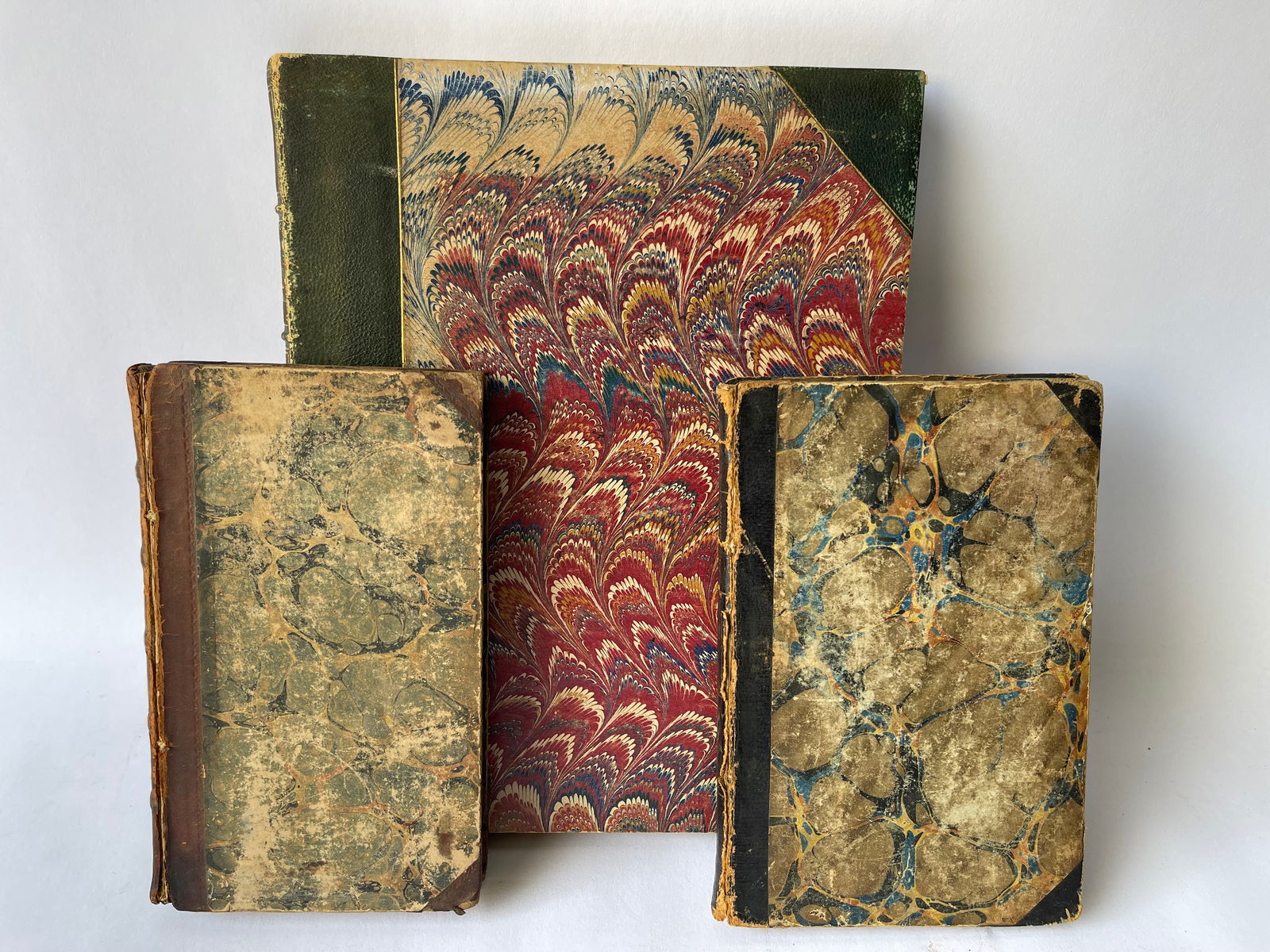 3 19TH C BOOKS MARBLE PAPER COVERS PANORAMA OF YOUTH , PHILOSOPHY , MEMORIAL OF EDWARD EVERETT (1 of 2)