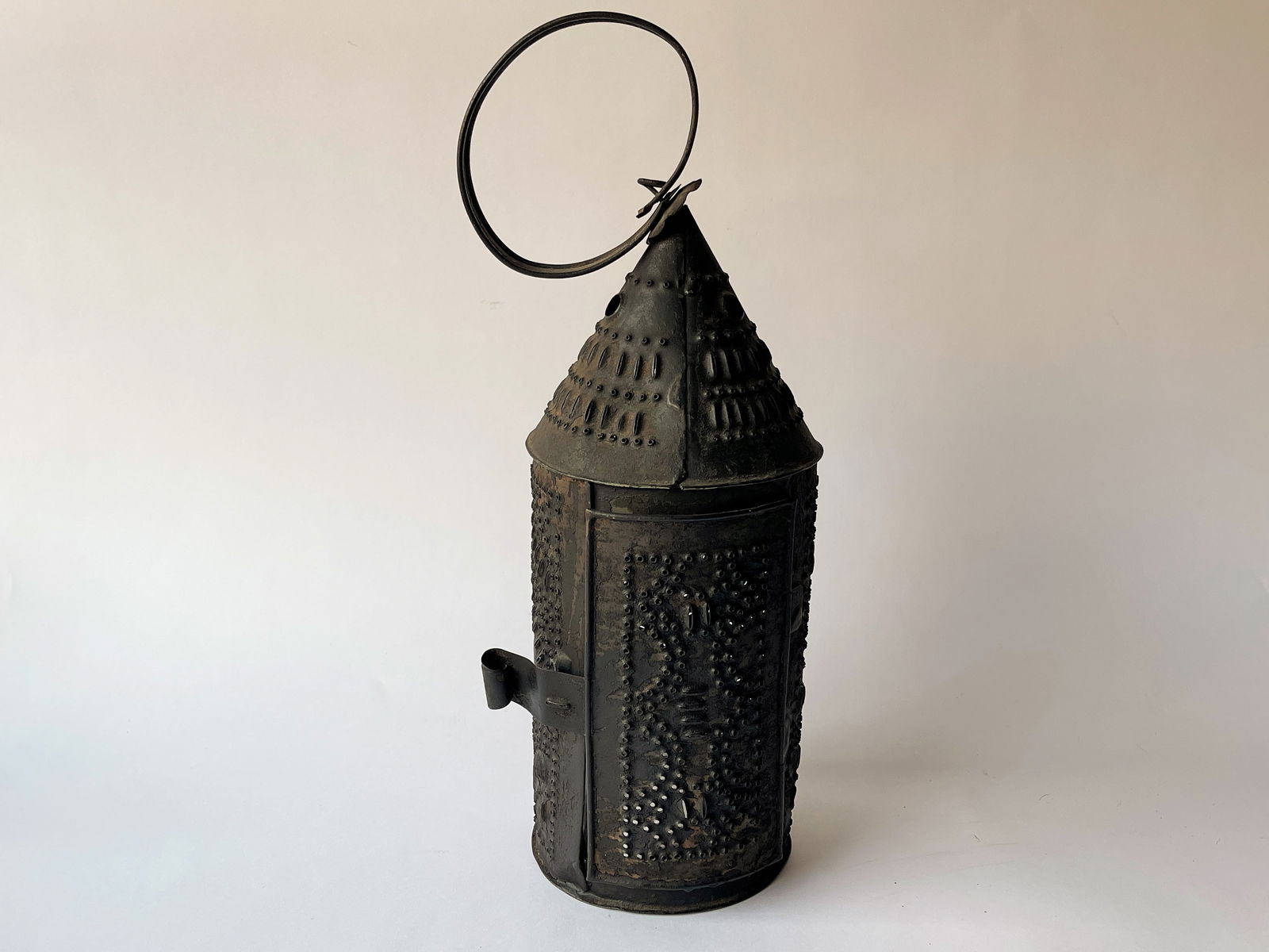 EARLY PRIMITIVE PIERCED TIN LANTERN (1 of 6)