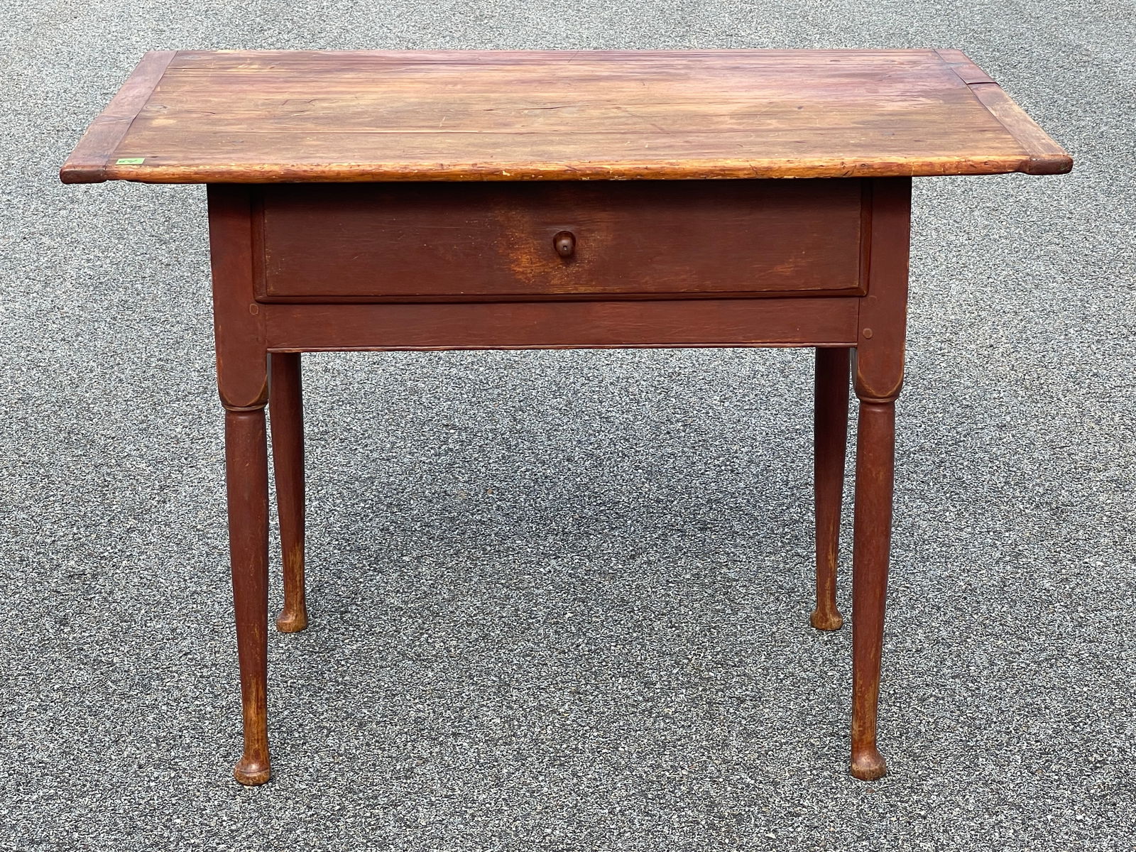18TH C. COUNTRY QUEEN ANNE WORK TABLE IN OLD PAINT (1 of 6)
