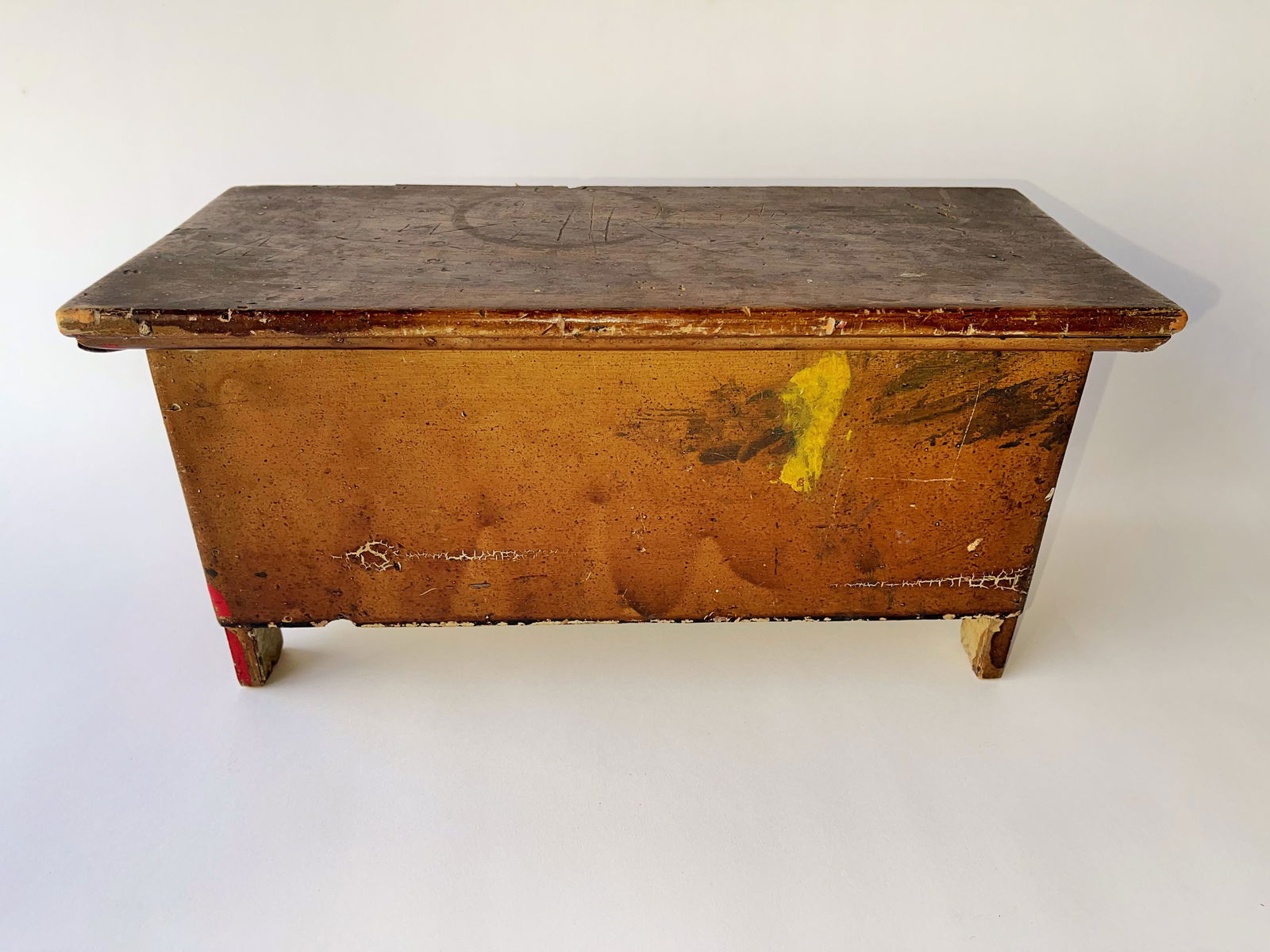 19TH C MINIATURE PAINTED BLANKET CHEST (1 of 6)