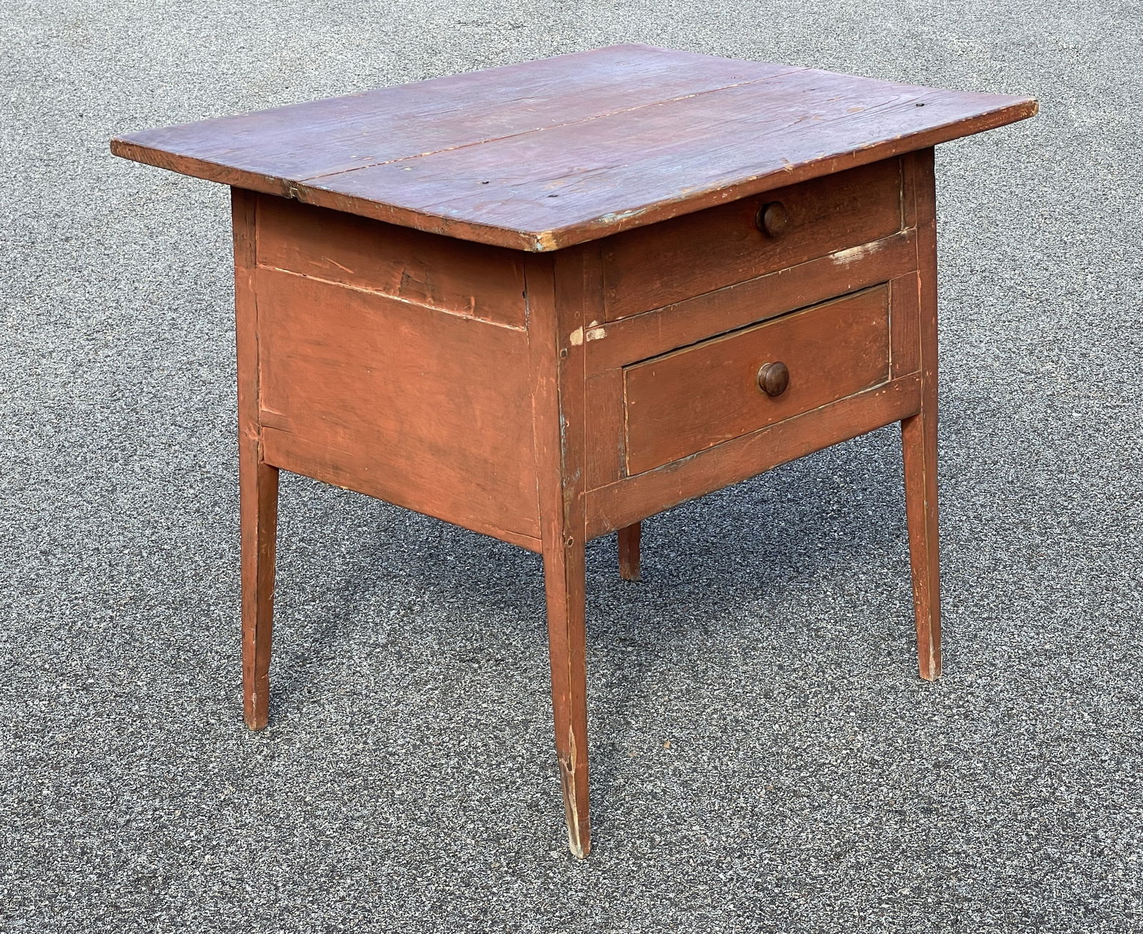 ENFIELD CT SHAKER TWO DRAWER SEWING TABLE IN OLD DRIED PAINT  1830-1840 C (1 of 7)