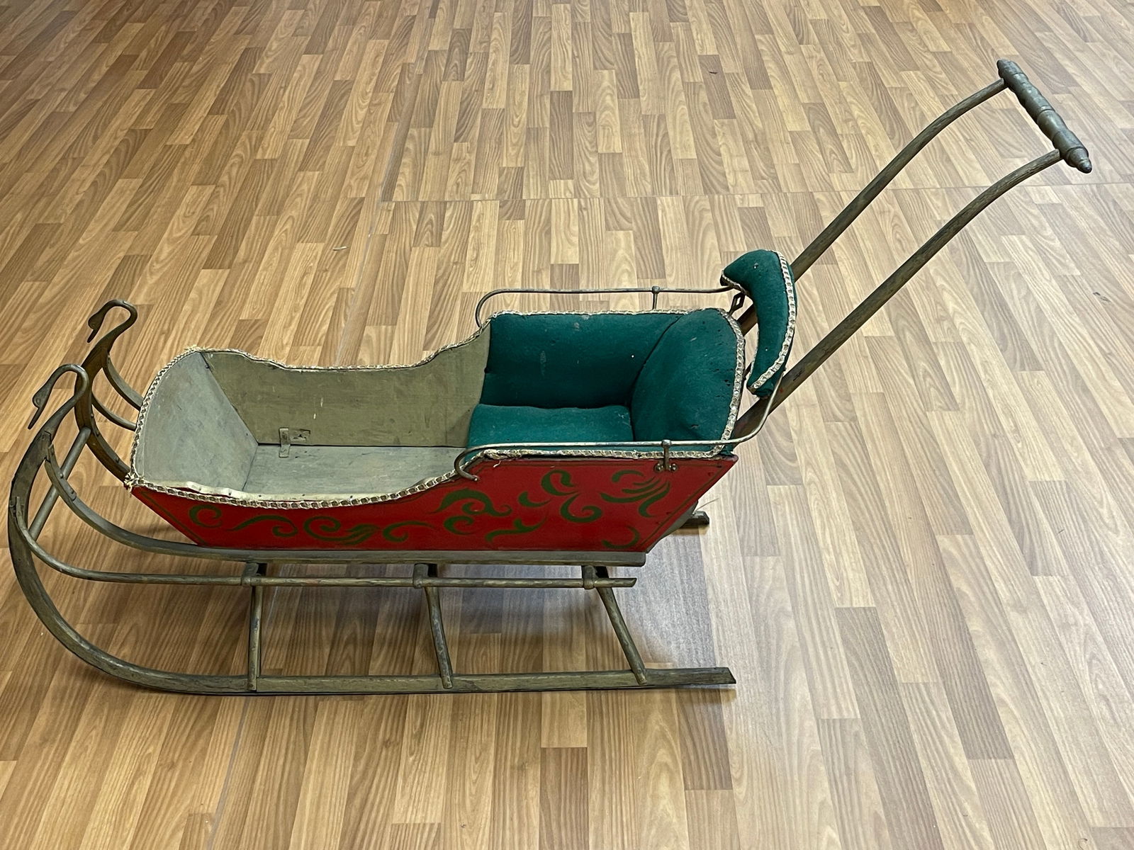 19TH C CHILD'S GOOSE NECK PUSH SLEIGH (1 of 6)
