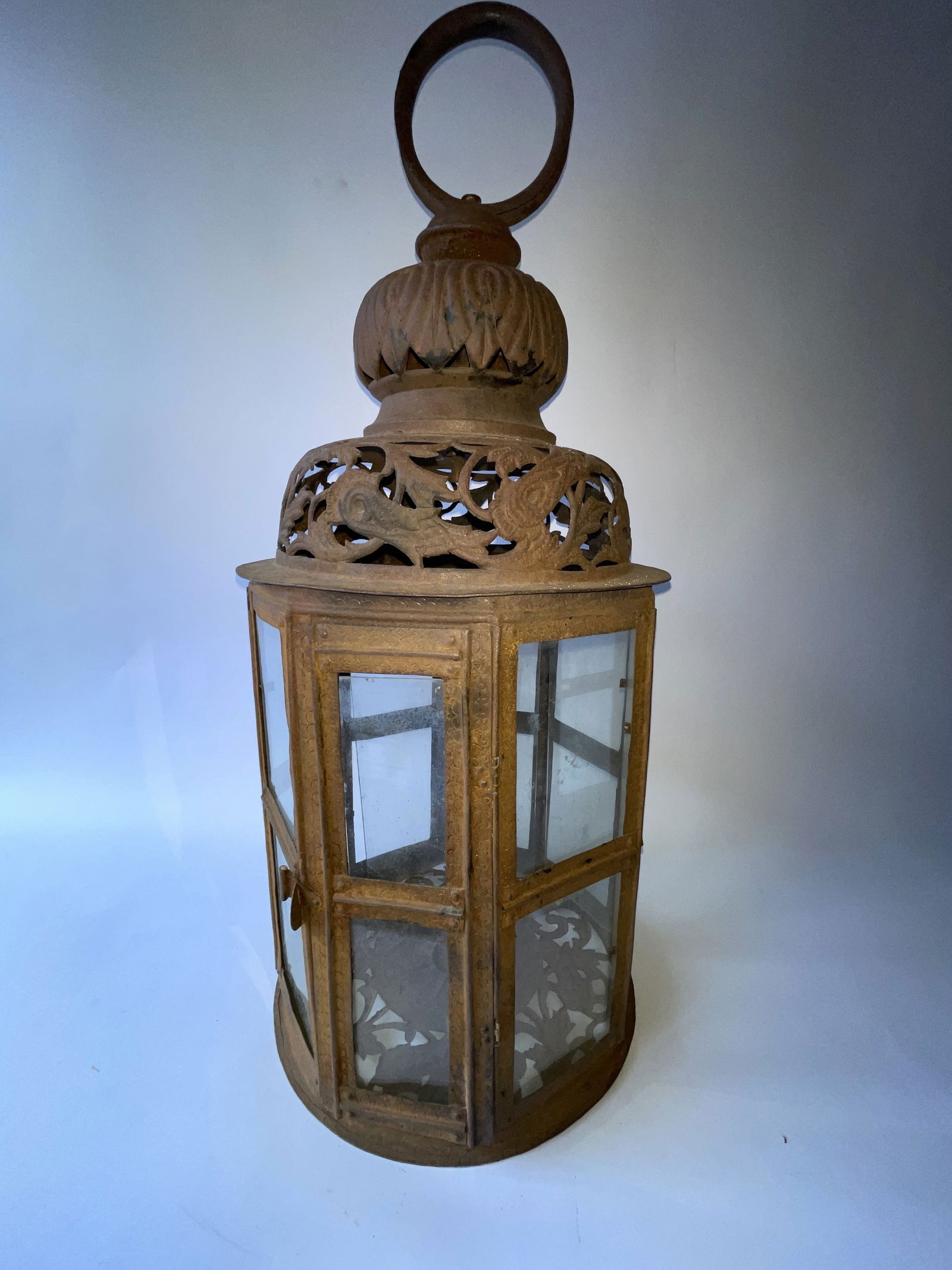 EARLY 19TH C HUGE DECORATIVE HANGING LANTERN (1 of 4)
